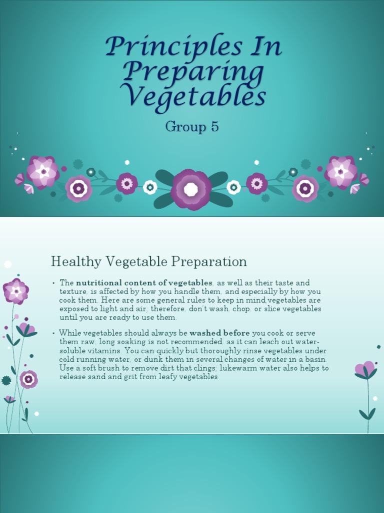Principles in Preparing Vegetables Vegetables Stir Frying