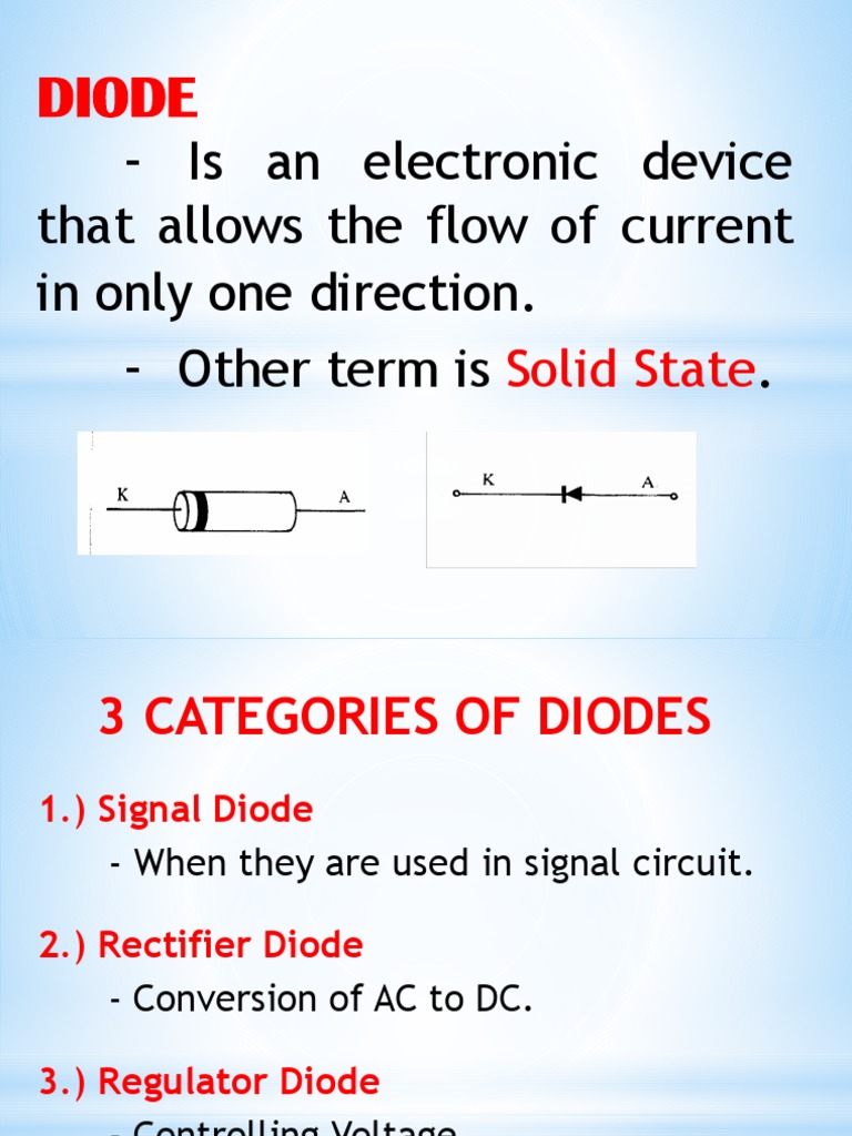 Diode Is An Electronic Device That Allows The Flow of Current in Only