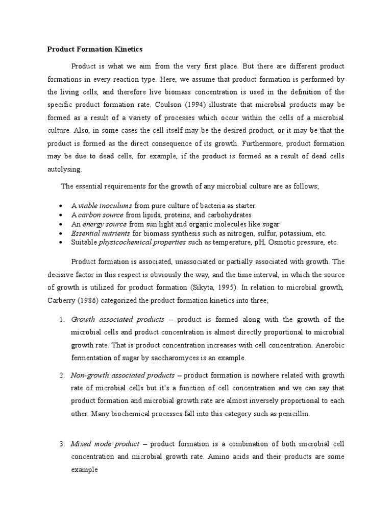 Kinetics of Microbial Product Formation | PDF | Chemical Kinetics ...