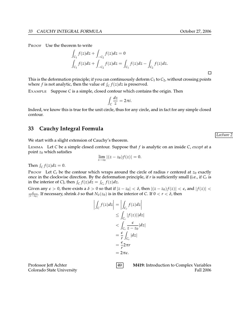 Cauchy integral formula explained with proof and examples | PDF ...