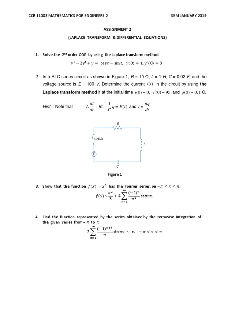 Solve Assignment 2 (Laplace Transform & Differential Equations) PDF