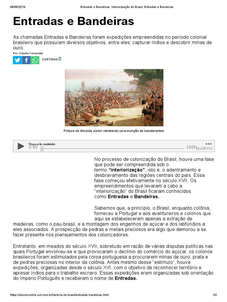 Entradas e Bandeiras no Brasil Colonial | PDF | Brasil