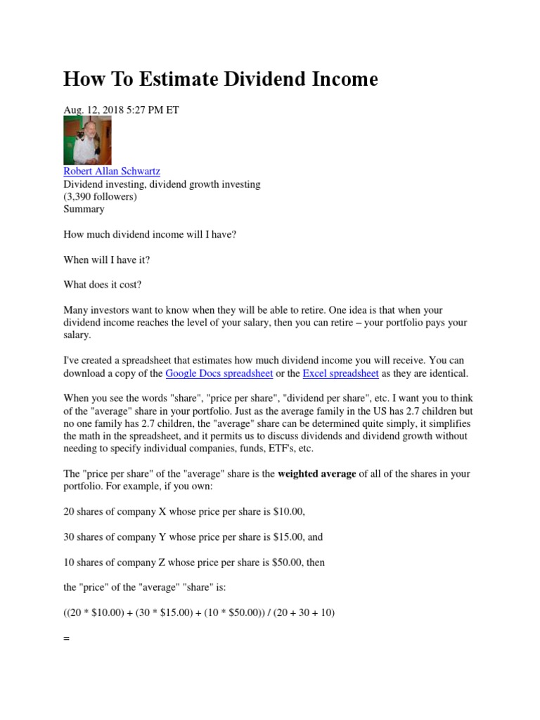 How To Estimate Dividend Income | PDF | Dividend | Yield (Finance)