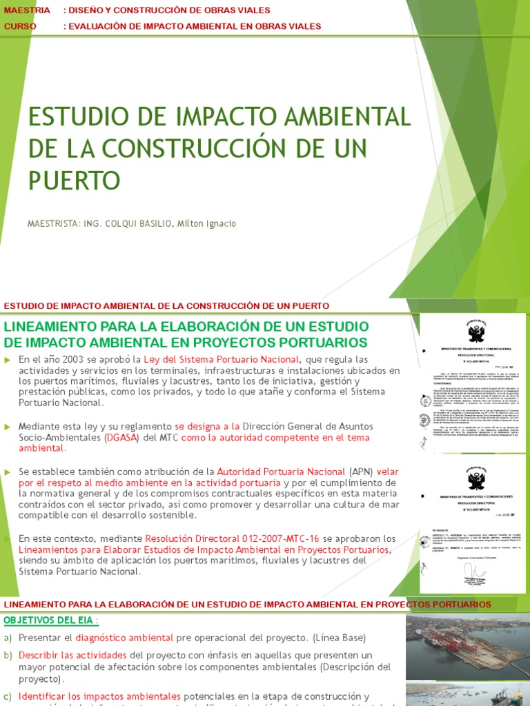 EIA para Construcción de Puerto | PDF | Evaluación de impacto ambiental ...