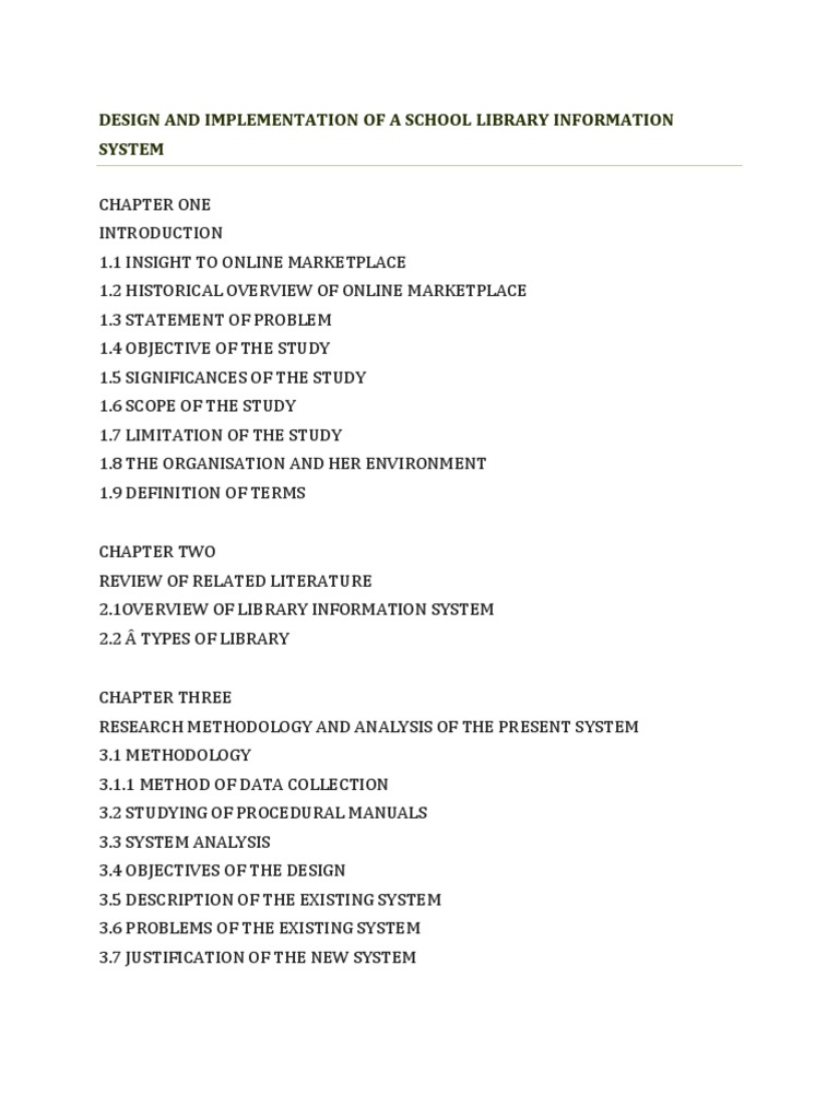 Design and Implementation of A School Library Information System ...
