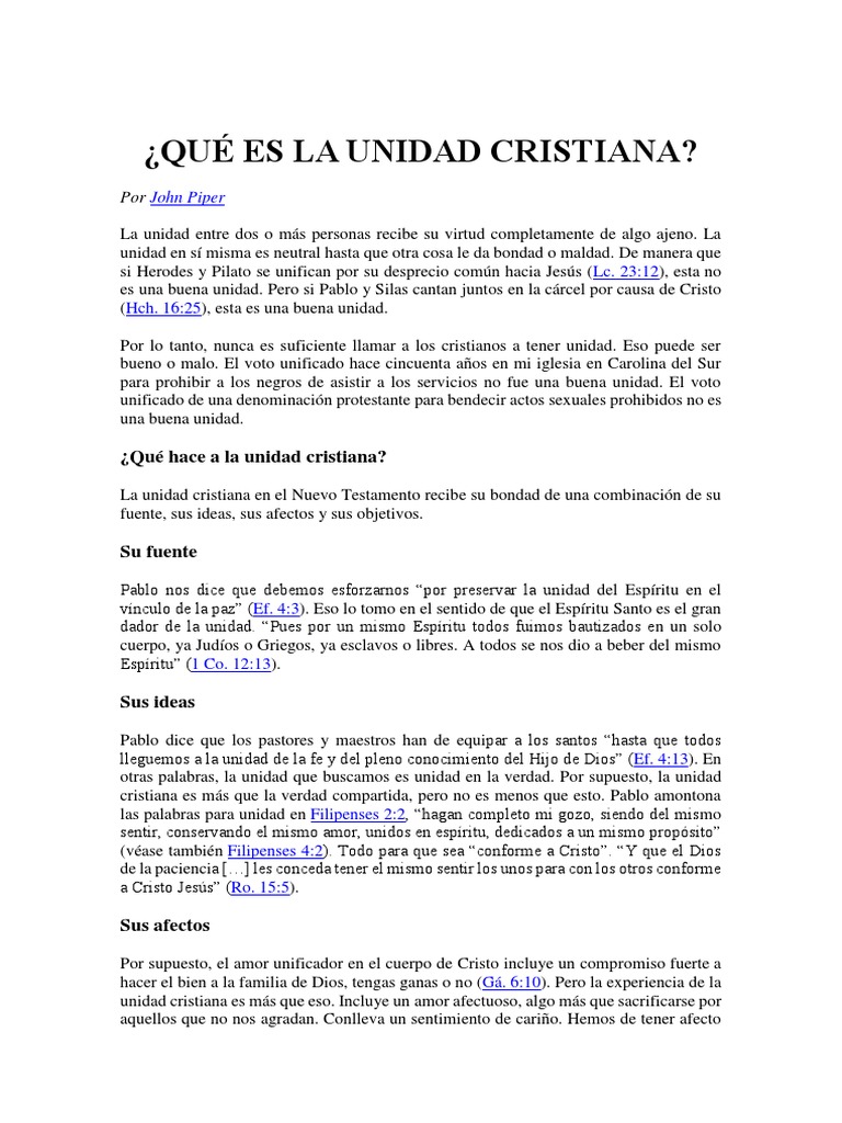 La Unidad Cristiana según la Biblia | PDF | Cristo (título) | Amor