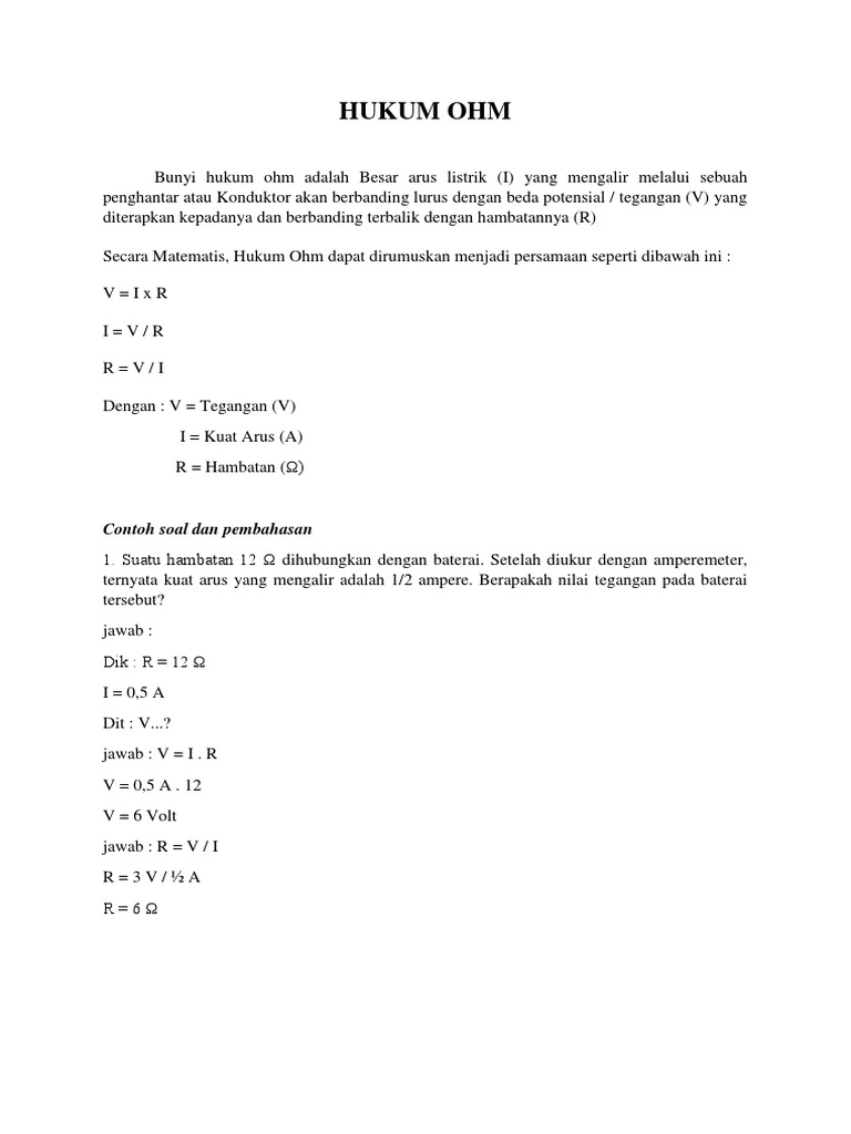 Hukum Ohm dan Kirchhoff dalam Rangkaian Listrik | PDF
