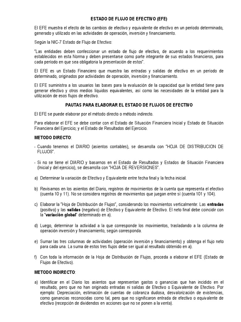 Métodos para Elaborar el EFE | PDF | Estado de flujo de efectivo | Business