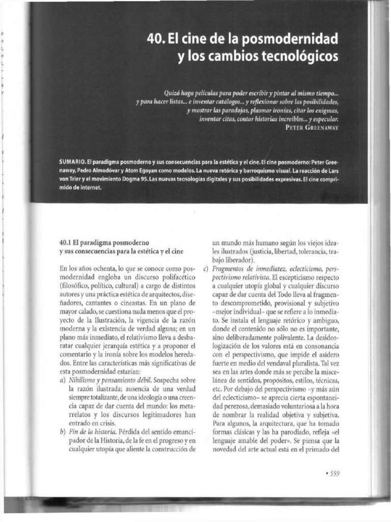 Sanchez. Revista Cap. 40 El Cine de La Posmodernidad y Los Cambios ...