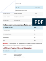 LET Exam Topics: General Education: For Secondary Level Examinees: Topics and Weights