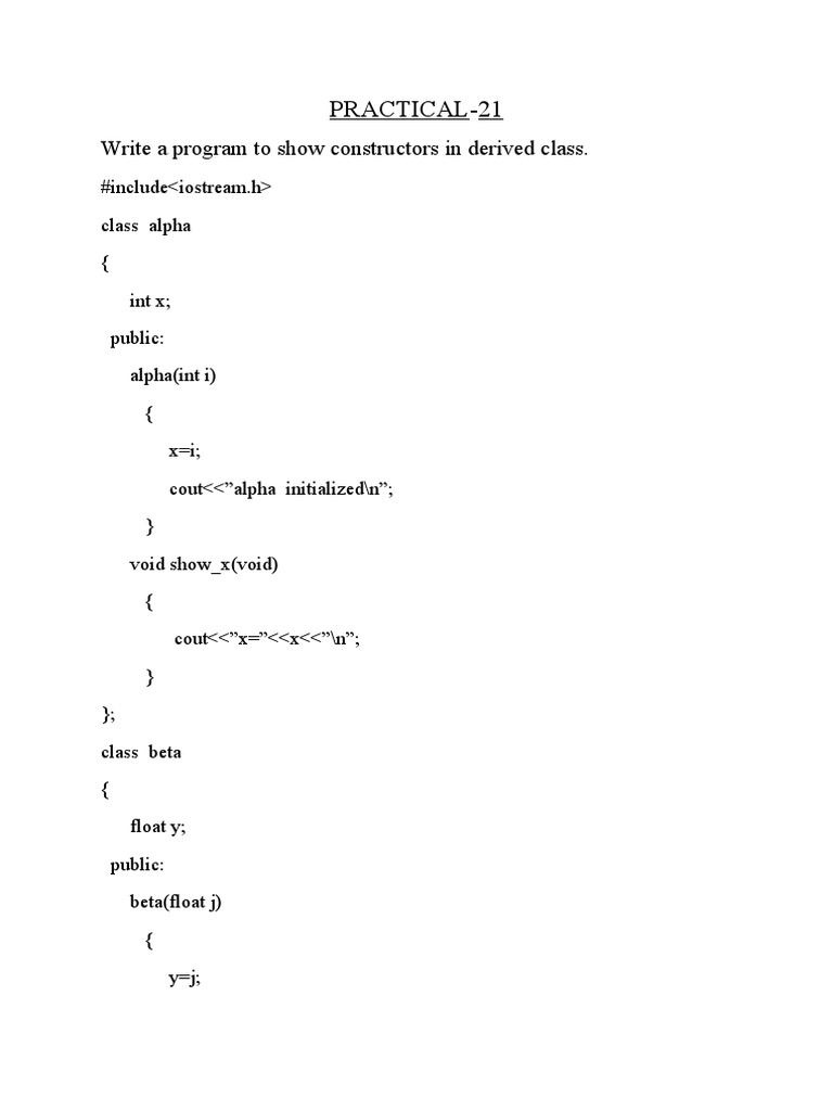 Constructors in C++ Derived Classes | PDF
