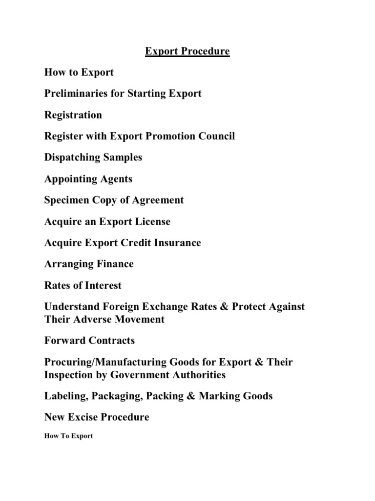 Export Procedure | PDF