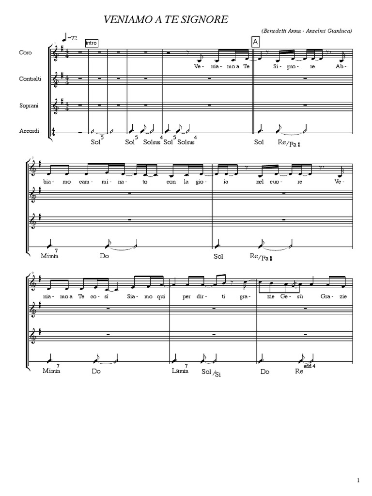 01 Veniamo A Te Signore Spartito