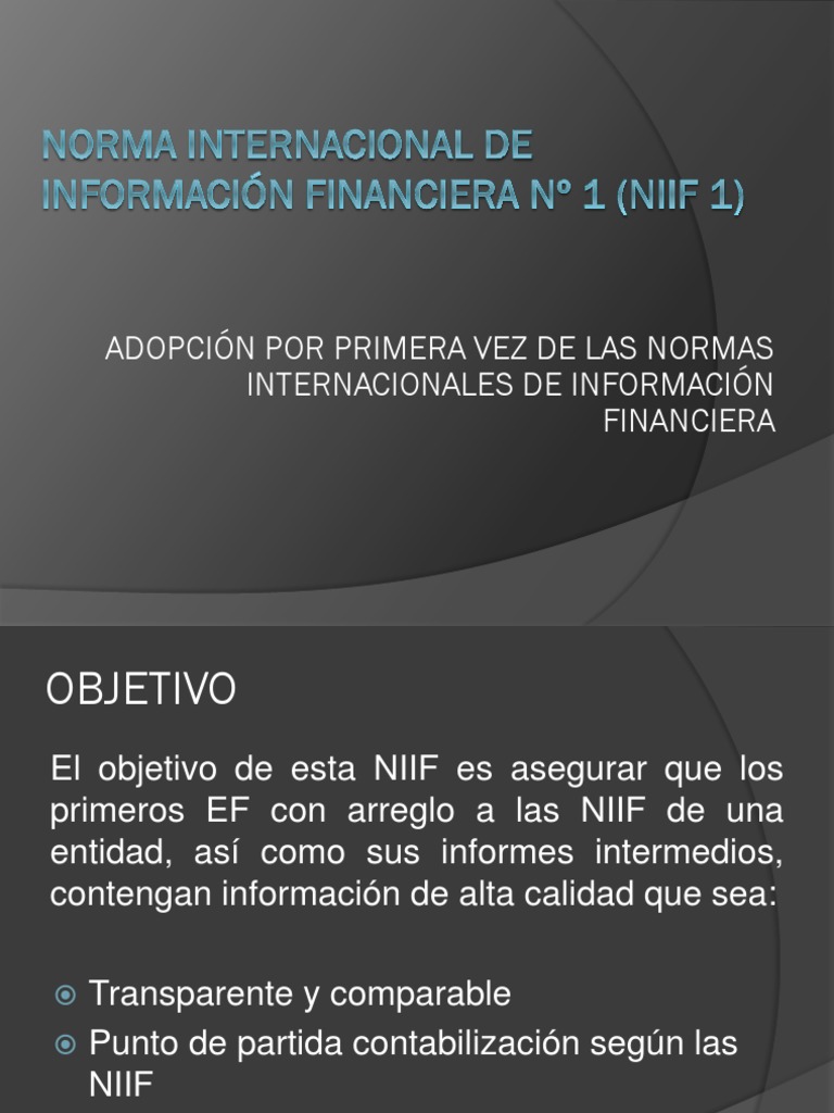 Presentacion Niif 1 | PDF | normas internacionales de INFORMACION ...