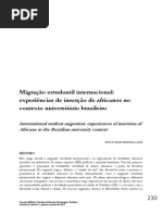  Migração Estudantil Internacional. Experiencias de Africanos em IES Brasileiras