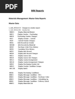 MM Reports: Materials Management: Master Data Reports Master Data