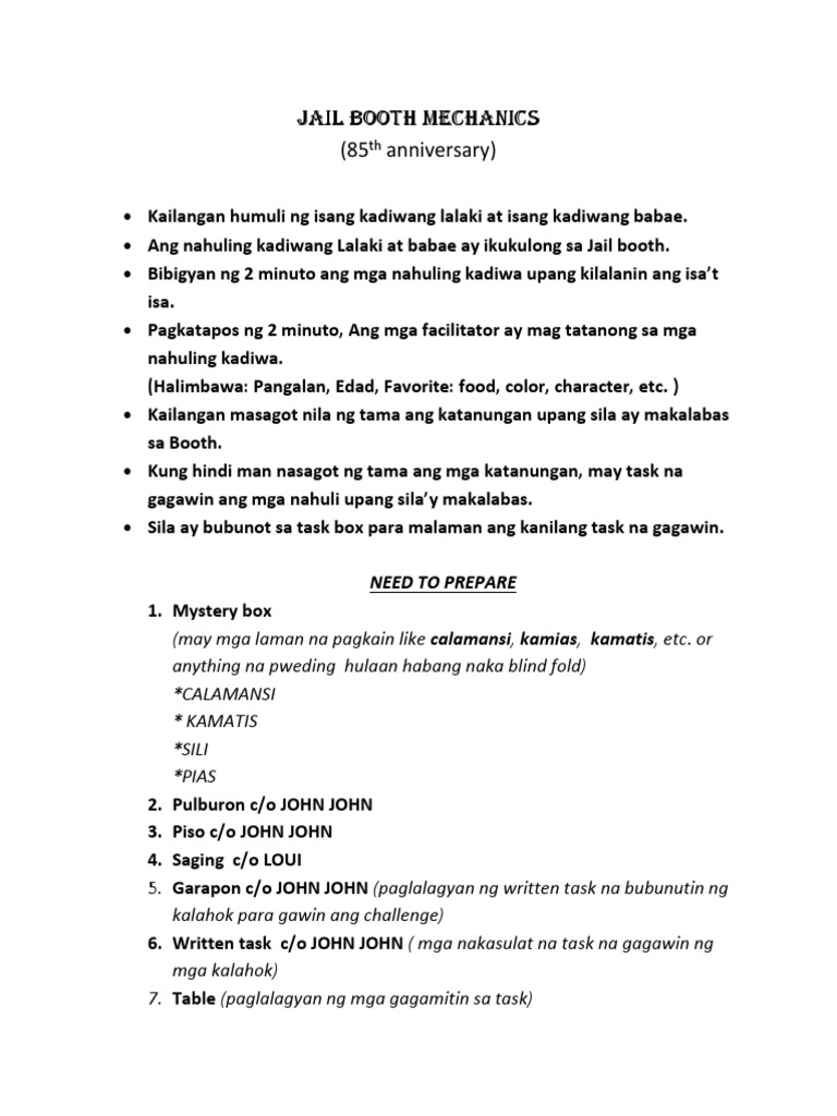 Jail Booth Mechanics