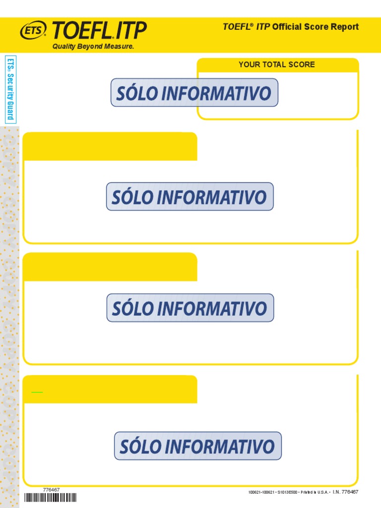 TOEFL Itp Official Score Report Soloinformativo | PDF | Test Of English ...