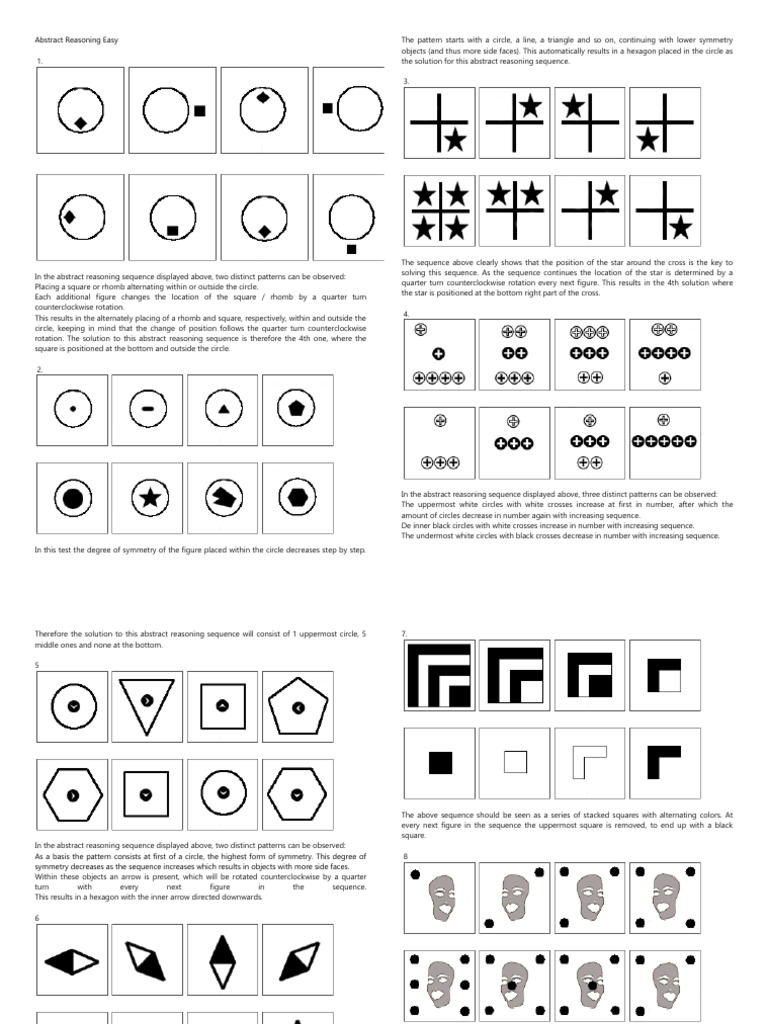Abstract Reasoning 20QnA With Explanation PDF Pattern Rotation