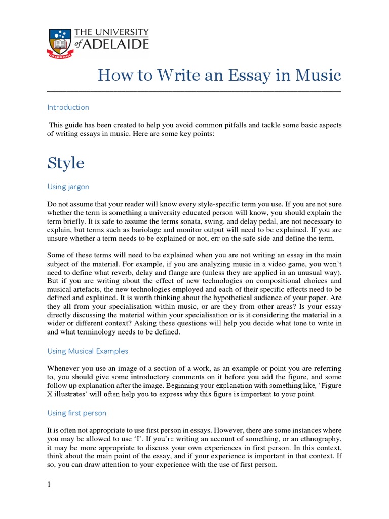 Music Essay Writing Guide | PDF | Essays | Citation