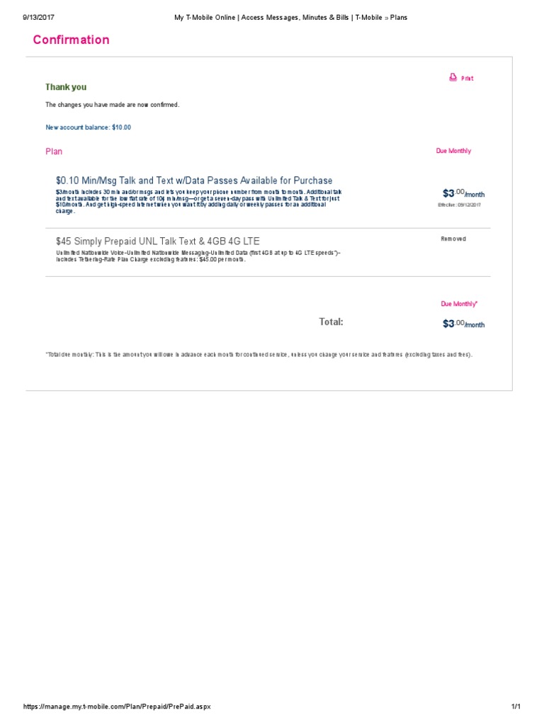 My TMobile Online Access Messages, Minutes & Bills TMobile Plans