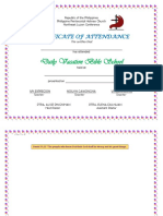 Philippine Pentecostal Holiness Church certificate of attendance