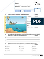 7mo Evaluación Números Enteros