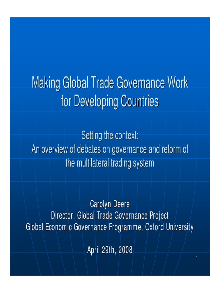 Global Trade Governance for Development | PDF | World Trade ...