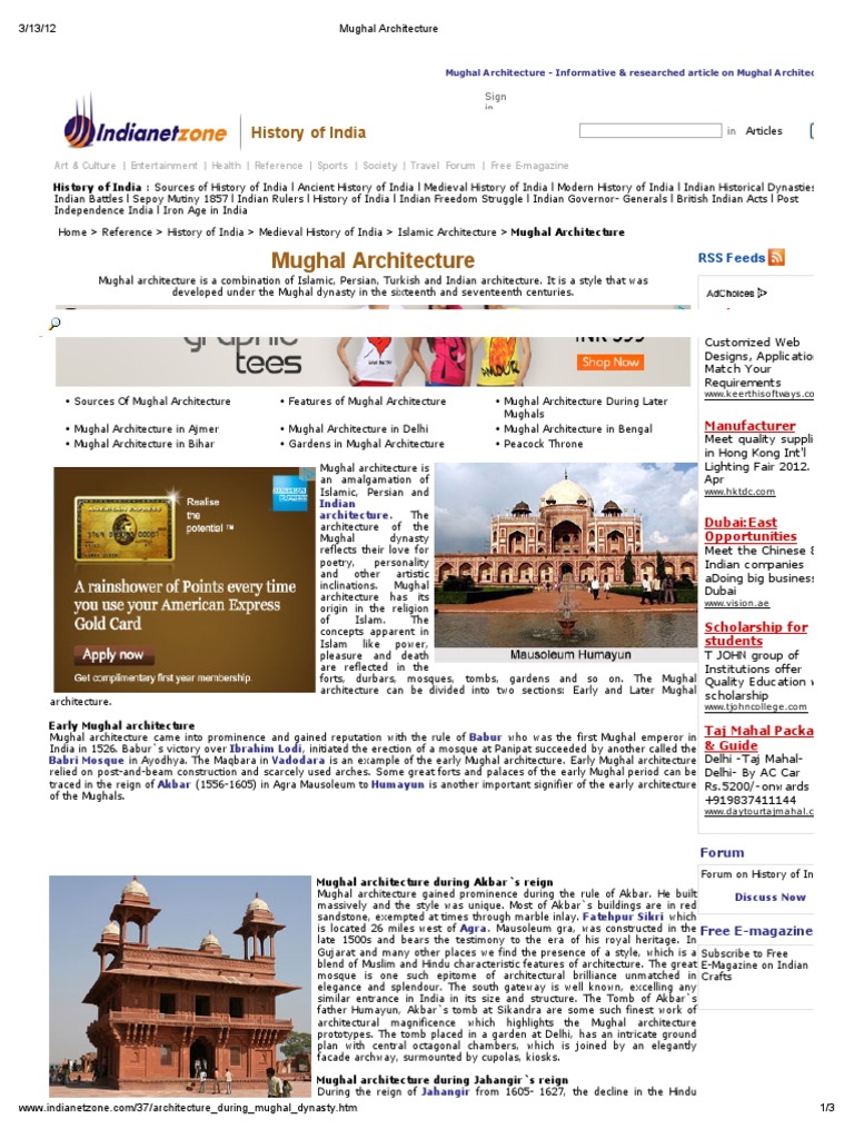 Features of Mughal Architecture | PDF | Architectural Design | Architecture