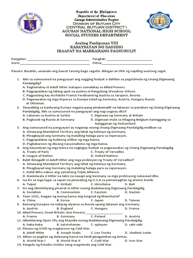 4th Quarter Exam AP | PDF