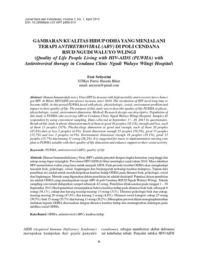 Quality of Life People Living With Hiv A 716b10b2 | PDF | Management Of ...