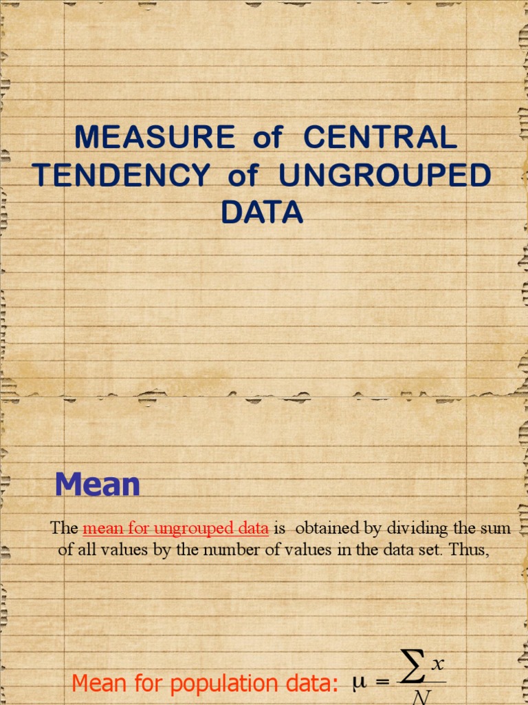 Measure of Central Tendency of Ungrouped Data | PDF | Mode (Statistics ...