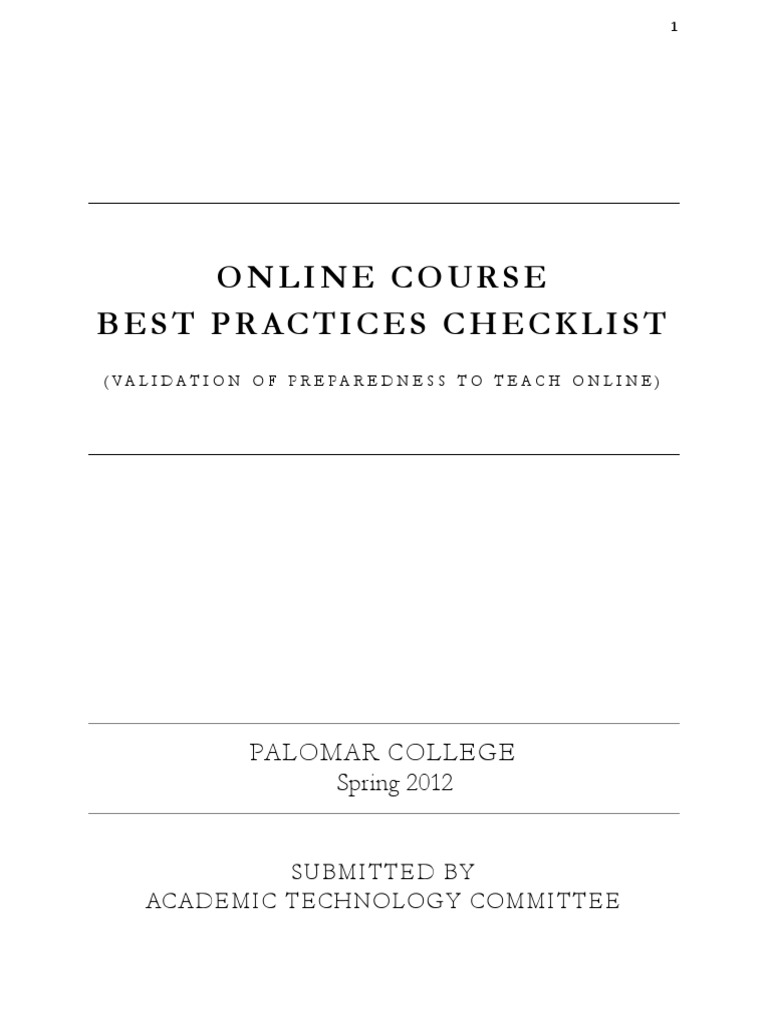 Palomar College Online Course Checklist | PDF | Educational Assessment ...