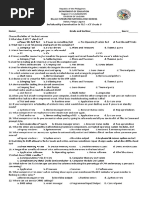 3rd Quarterly Test Grade 9
