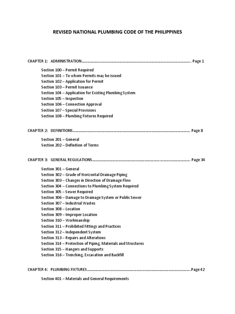 Revised National Plumbing Code PDF Plumbing Sanitary Sewer