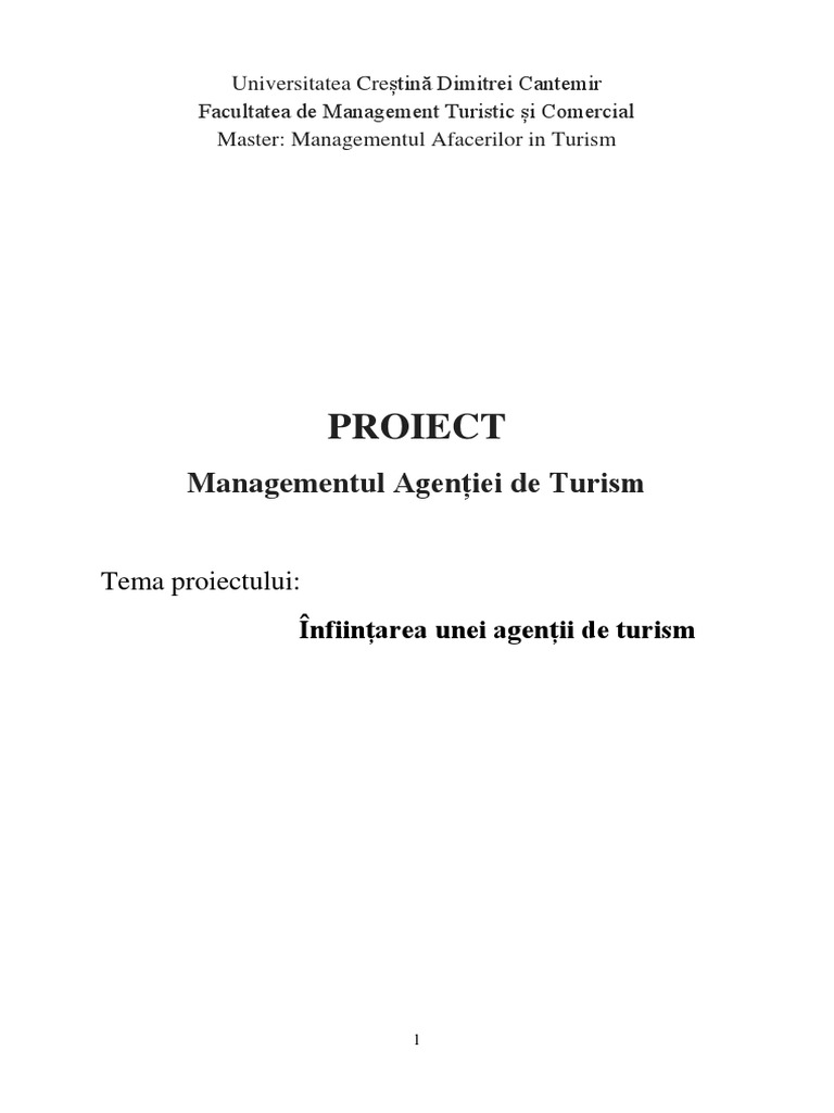 Proiect UCDC - Infiintarea Unei Agentii de Turism | PDF