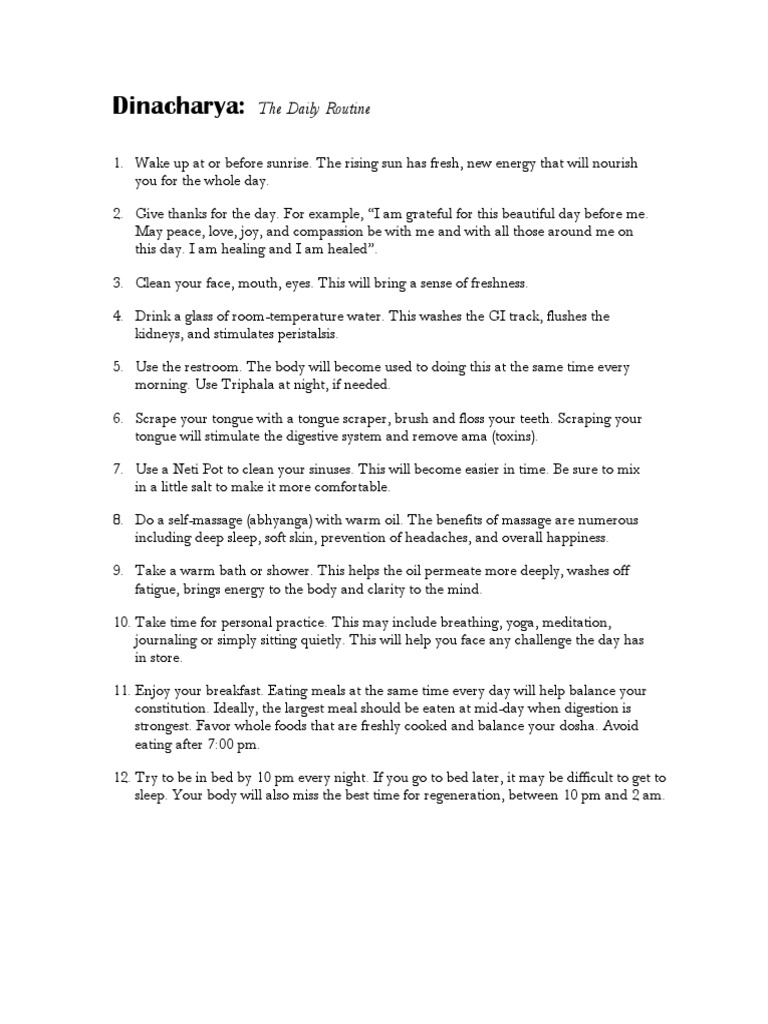 Dinacharya | PDF