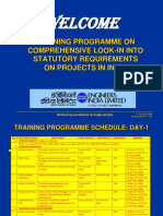 Welcome: Training Programme On Comprehensive Look-In Into Statutory Requirements On Projects in India