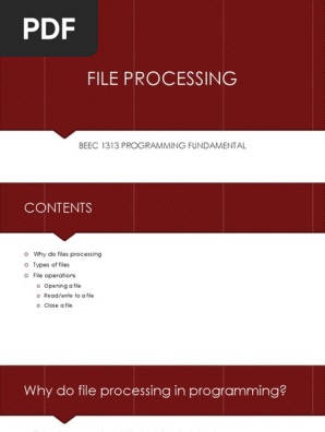 Lecture 13 - File Processing