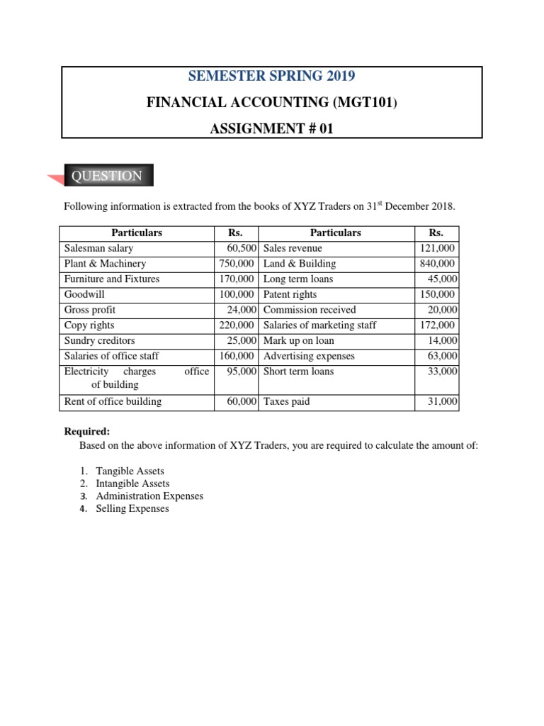 Financial Accounting Assignment 1 | PDF | Goodwill (Accounting) | Revenue