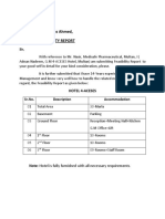 To Ch. Hafeez Ahmed, Subject: Feasibility Report: Hotel 4-Aceses