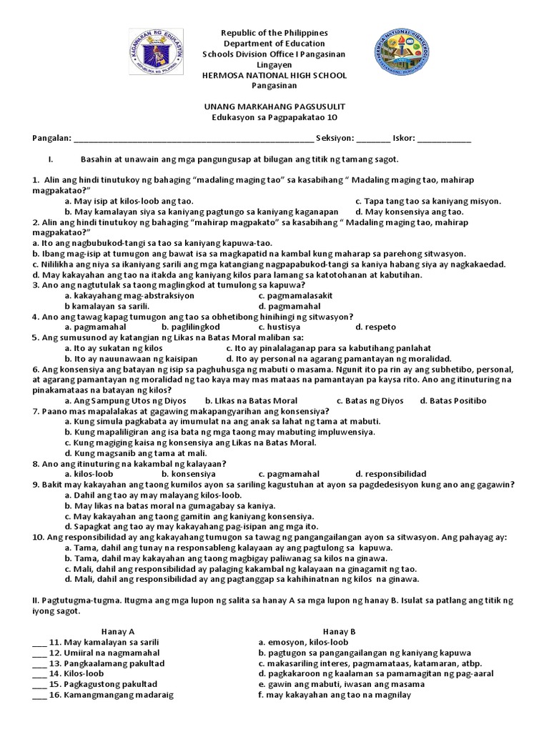 Creative writing 1st quarter exam picture