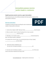 Handout Exercise Upper Inter Future Perfect Simple Vs Continuous PDF