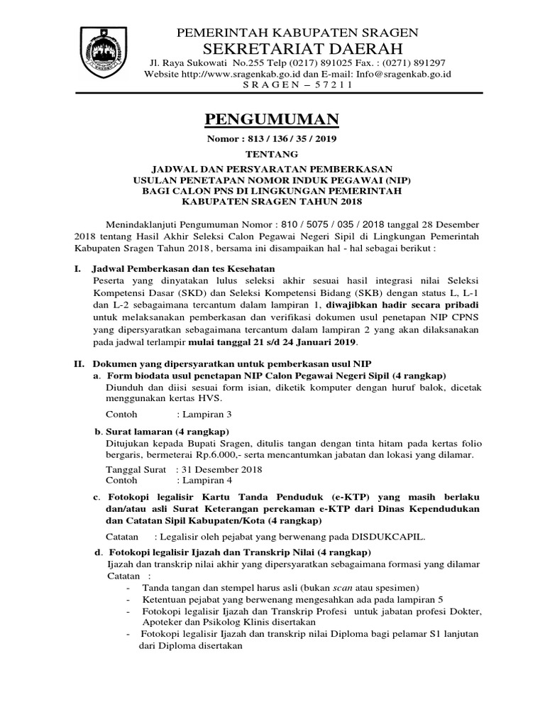 01 Pengumuman Pemberkasan Dan Jadwal Sragen