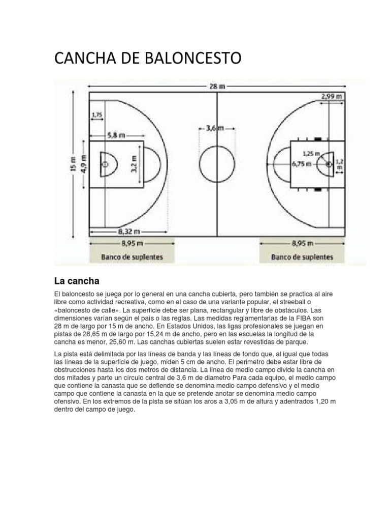 Cancha de Baloncesto | PDF | Juegos de habilidad física | Deportes de equipo