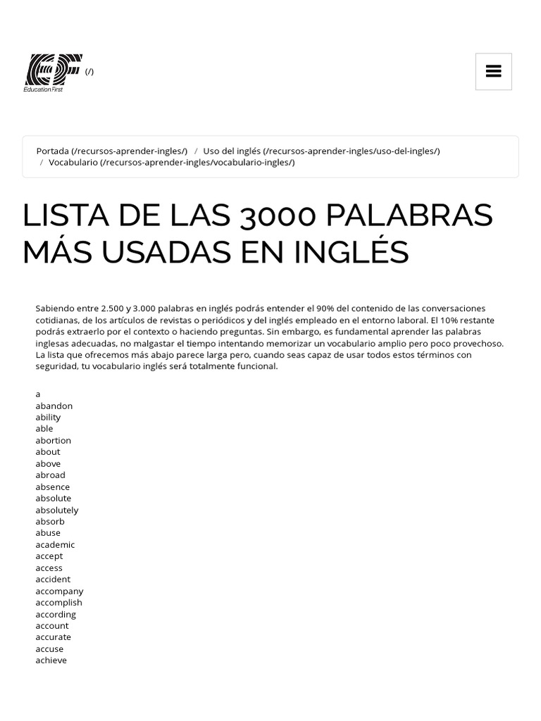 Lista de Las 3000 Palabras Más Usadas en Inglés | PDF | Economics