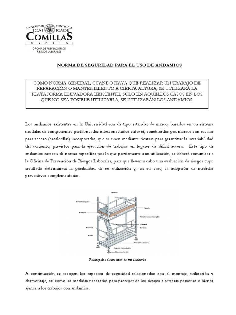 Serv Oprl Seg Andamios PDF | PDF | Andamio | Science