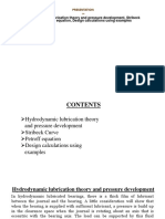 Hydrodynamic Lubrication Theory and Pressure Development, Stribeck Curve, Petroff Equation, Design Calculations Using Examples