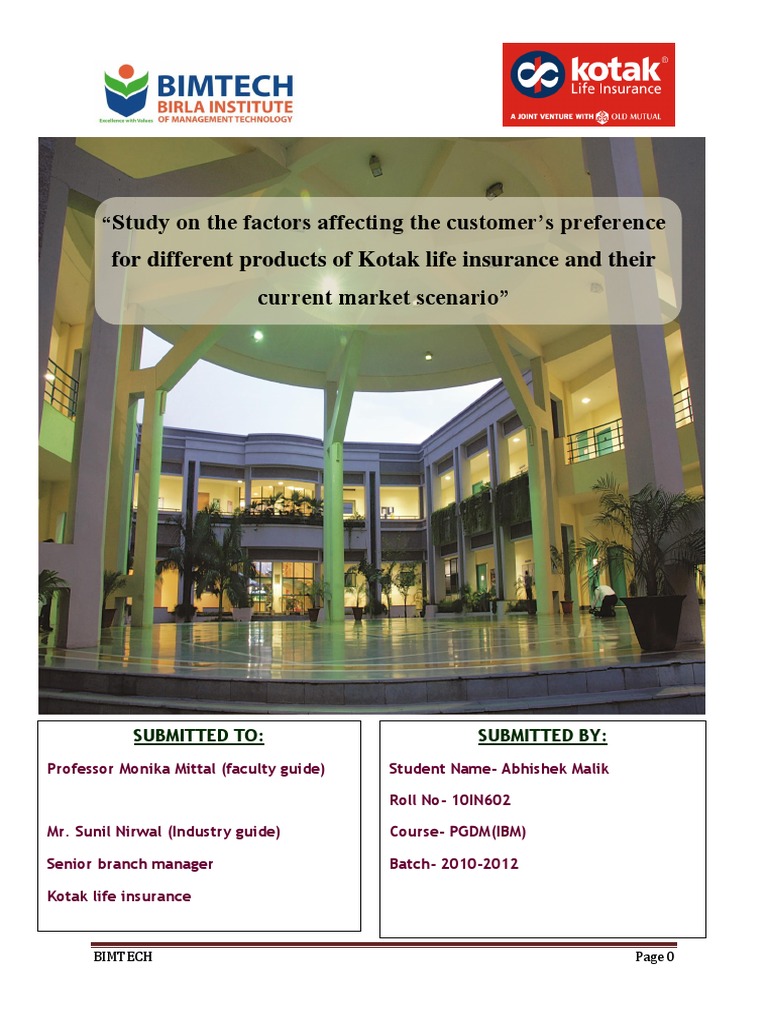 Factors Influencing Kotak Life Insurance Preferences | PDF | Sampling ...