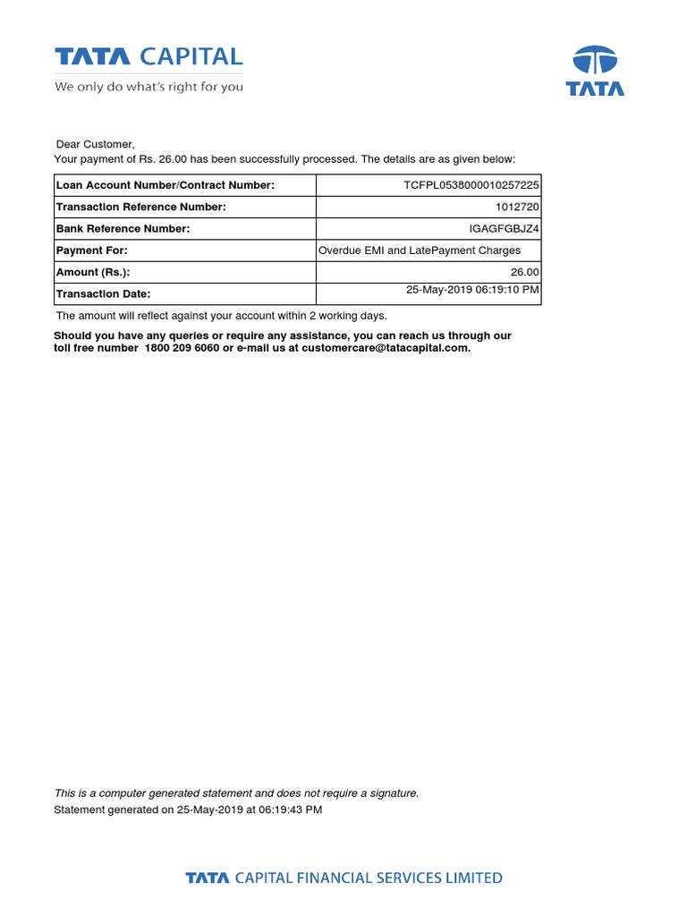 This Is A Computer Generated Statement and Does Not Require A Signature